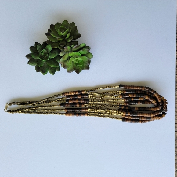Multi Strand Mixed Media Necklace Made in India - Picture 5 of 14